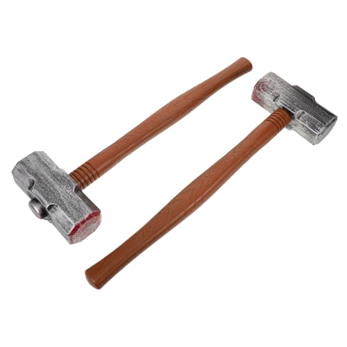 KONTONTY 2 Stück Teiliges Hammer aus Kunststoff Realistische Halloween Requisite mit Realistischer Optik Sichere Abgerundete Kanten Leicht zu Reinigen für Kostüm Rollenspiele von KONTONTY