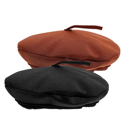 KONTONTY 2 Stück Teiliges Mini Beret für Puppen und Plüschtiere Kreative Mini Dekorationsmützen in Schwarz und Braun Detailreiche Langlebige Bastel Beret Hüte für Rollenspiele und DIY von KONTONTY