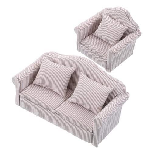 KONTONTY 2 Stück Teiliges Puppenhaus Sofa aus Faderesistentem Stoff Miniatur Wohnzimmermöbel mit Holzrahmen Realistische Couch und Sessel für Puppenhaus Dekoration KONTONTY 2 Stück Teiliges Puppenhaus Sofa aus Faderesistentem Stoff Miniatur Wohnzimmermöbel mit Holzrahmen Realistische Couch und Sessel für Puppenhaus Dekoration von KONTONTY