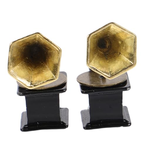 KONTONTY 2 Stück Teiliges Vintage Phonograph Modell Miniatur Retro Plattenspieler Miniatur Deko für Puppenhaus Bücherregal Tischdekoration KONTONTY 2 Stück Teiliges Vintage Phonograph Modell Miniatur Retro Plattenspieler Miniatur Deko für Puppenhaus Bücherregal Tischdekoration von KONTONTY