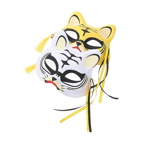 KONTONTY 2 Stück Tiger Halbgesichtsmasken Gelb Weiß Realistische Party Accessoires für Kostüm und Maskenball Kreative Tiermaske für Fasching Karneval und Bühnenauftritte KONTONTY 2 Stück Tiger Halbgesichtsmasken Gelb Weiß Realistische Party Accessoires für Kostüm und Maskenball Kreative Tiermaske für Fasching Karneval und Bühnenauftritte von KONTONTY