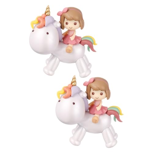 KONTONTY 2 Stück Unicorn Girl Puppe deko Tortenaufsatz für die Babyparty Einhorn-Mädchenstatuen Einhorn-Mädchen-Ornamente Kuchendeckel für Babys Cupcake-Puppen PVC von KONTONTY
