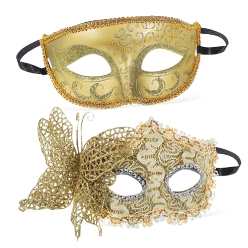 KONTONTY 2 Stück Vintage Maske für Elegante Karnevalsmaske mit Glitzer Verstellbar für Halloween Hochzeiten und Maskenbälle Leicht und Komfortabel KONTONTY 2 Stück Vintage Maske für Elegante Karnevalsmaske mit Glitzer Verstellbar für Halloween Hochzeiten und Maskenbälle Leicht und Komfortabel von KONTONTY