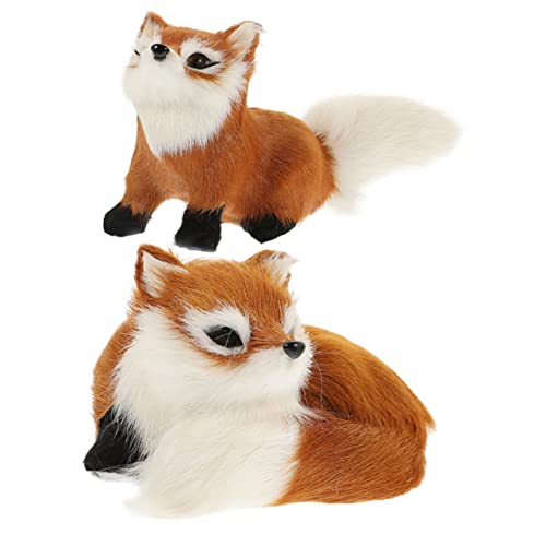 KONTONTY 2 Stück simulierter Fuchs Kuscheltier tierische bescherung weichnachts weinachtsgeschenk Simulation verfilzt Plüschtierspielzeug Cartoon-Wohnkulturen Baumwolle von KONTONTY