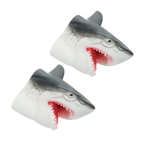 KONTONTY 2 Stück tierische Handpuppe Tierkopf Handpuppe Hai-Handpuppe Tierpuppen verspielte Handpuppe beißendes Fingerspiel Rollenspiel Handpuppe Plastik von KONTONTY