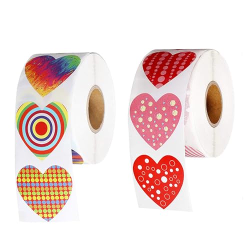 KONTONTY 8 Muster Herz-Aufkleber Rollen 1000 Stück Für Home Shop Valentinstag von KONTONTY