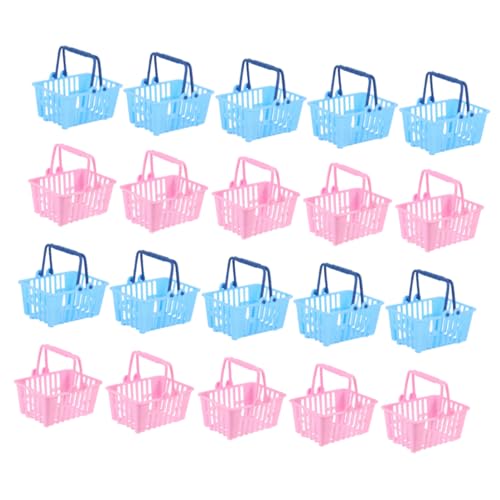 KONTONTY 20 Stück Mini Einkaufskörbe für Puppenhaus Bunte Handkörbe für Rollenspiele für Kaufladen und Kreative Deko Robuste und Wiederverwendbare Miniatur Körbe von KONTONTY