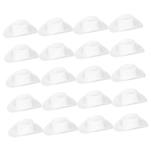 KONTONTY 20 Stück Mini Plastik Cowboyhüte für Puppen Dekorative Hüte für Puppenhaus Bastelprojekte und Kreative Anlässe für DIY Dekoration und Puppenfamilien Zubehör von KONTONTY