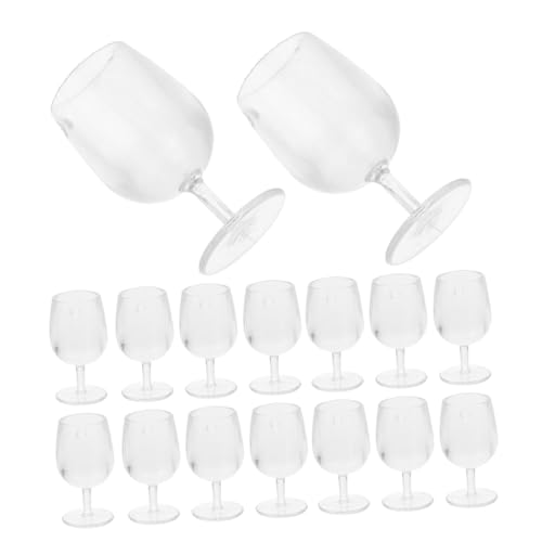 KONTONTY 20 Stück Mini Weinglas Schmal Geburtstagspuppe Miniatur Zubehör Mini Becher Zum Basteln Mini Weinkelch Mini Weinbecher Zum Basteln Winzige Becher Zum Basteln Kunststoff von KONTONTY