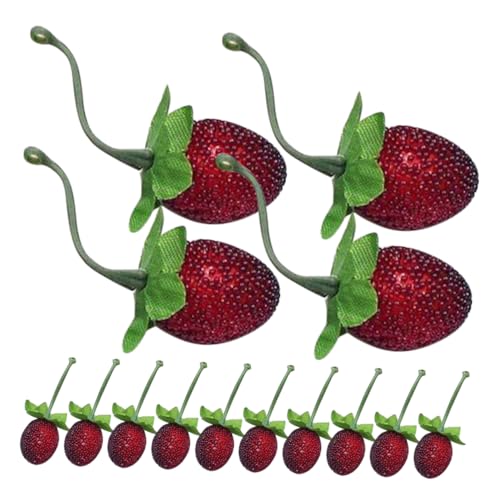 KONTONTY 20 Stück Teiliges Künstliche Wilderdbeeren Realistische Deko für Obstteller Vielseitige Fotorequisiten Flexible DIY Dekoration für Zuhause und Partygestaltung von KONTONTY