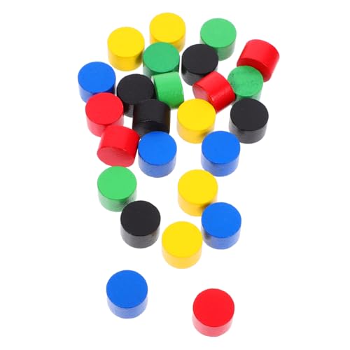 KONTONTY 20 Stück Teiliges Mini Holz Schachspiel mit Zylindern Bunte Schachfiguren für Brettspiele Praktische Spielsteine für Erwachsene für Reisen und Freizeitaktivitäten von KONTONTY