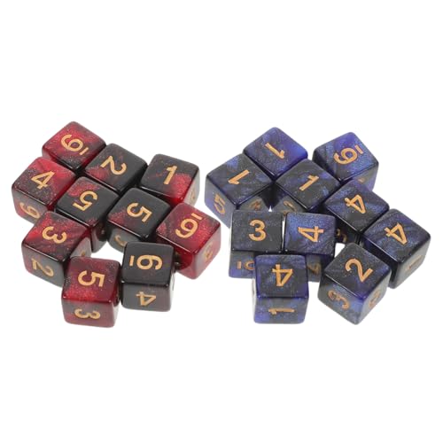 KONTONTY 20 Stück Teiliges Standard Würfelset Glitzernde Mehrfarbige Acrylwürfel mit Eingravierten Zahlen Sechsseitige Spielwürfel für Tabletop RPG Brettspiele Wargaming und von KONTONTY