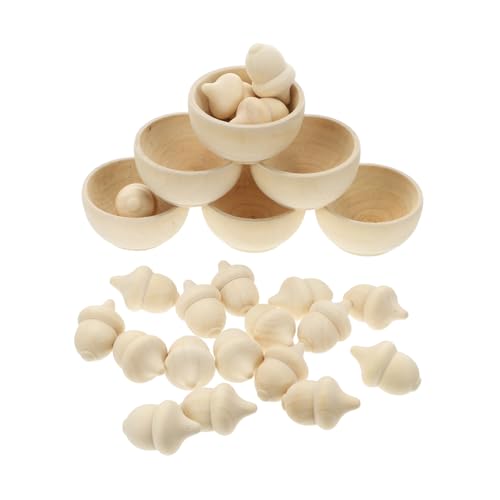 KONTONTY 20 Stück Zähl-sortier-kit Eichel Zählen Eichel Mit Schale Kinderspielzeug Zählen Eichelspielzeug Sortieren Sortierspielzeug Zählen Unvollendetes Handwerk Holz von KONTONTY