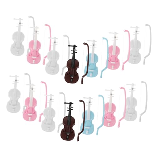 KONTONTY 20St Geigenmodell Retro Styles Home Decor musikalische Puppenhaus-Miniaturgeige dekoratives Mini-Instrument exquisiter Geigenschmuck Holzmaserung Musikinstrument Pack Violine von KONTONTY
