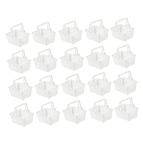 KONTONTY 20 Stück Mini-Einkaufskörbe für Jungen und Mädchen Einkaufswagen-Spielzeug Kleiner Korb Handspielzeug für Mädchen Alter 4–5 weiß Stabiler Kunststoff von KONTONTY