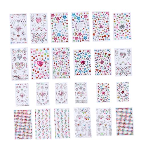 KONTONTY 24 Blatt Telefonperlenaufkleber Girl kinderf Diamond Sticker kindercroks Chaps Acrylaufkleber selber Machen Strass Aufkleber selber Machen Telefon-Strass-Aufkleber von KONTONTY