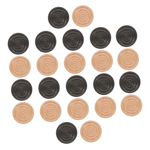 KONTONTY 24 Pcs Hölzerne Schachstücke Set Runde Fadenkäfer Schachbrettspielzubehör Backgammon -stücke Zubehör Holzspielbrett Set von KONTONTY