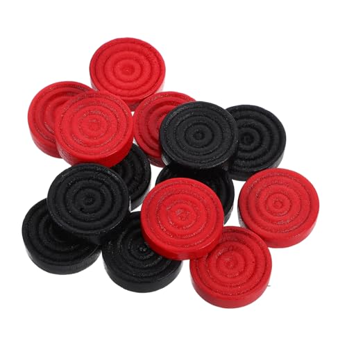 KONTONTY 24 Stück Holzspielsteine für Dame und Schach Ersatzteile für Brettspiele Hochwertige Runde Spielsteine Schwarz und Rot für Spiele und Zubehör von KONTONTY