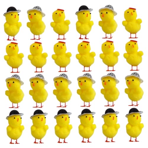 KONTONTY 24 Stück Plüsch Küken Dekoration Niedliche Mini Küken für Ostern Party Layout Weiches Stoffspielzeug als Partygeschenk für Dekorationen von KONTONTY