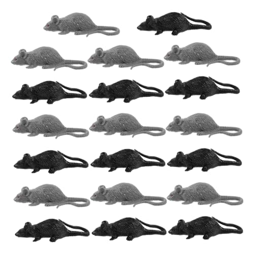 KONTONTY 24 Stück Teiliges Halloween Scherzspielzeug Realistische Kunststoffmäuse und Ratten Schwarz Lebensechte Gruseldekoration für und Streiche von KONTONTY