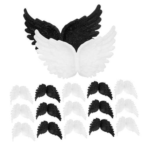 KONTONTY 24 Stück Teiliges Kunststoff Engelsflügel Cake Decorations Weiße und Schwarze Flügel Leichte DIY Dekoration für Shower und Geburtstagsfeier Wiederverwendbar und Kompakt von KONTONTY