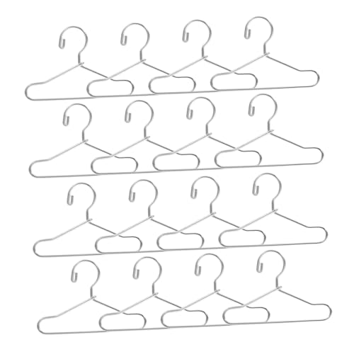 KONTONTY 24 Stück Teiliges Mini Metallkleiderbügel Silber für Puppenkleidung Puppenhaus Miniatur Kleiderständer Langlebig und Puppen und Figuren von KONTONTY