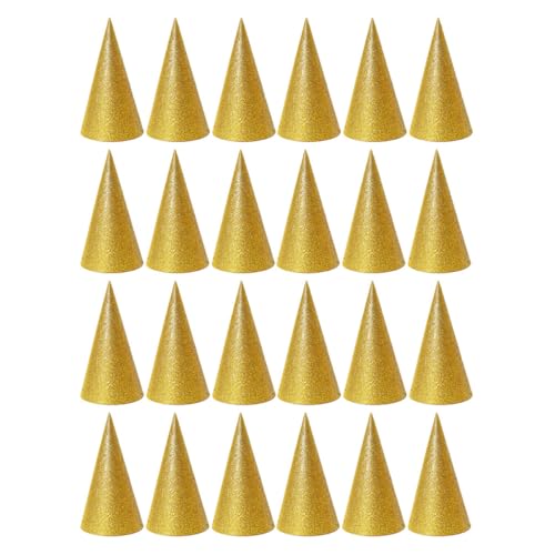 KONTONTY 24St Geburtstagshut Geburtstagsschärpe Partydekorationen Alles zum Geburtstag-Banner plastikenten skabiosen Kegelhüte für Geburtstagsfeiern Party-Kopfbedeckung Kleber Golden von KONTONTY