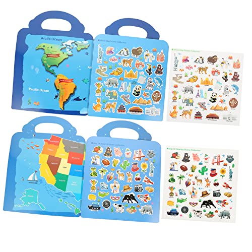 KONTONTY 2Sätze Weltkartenaufkleberbuch für Wiederverwendbare Szenen Sticker für Kreative Spiele und Lernaktivitäten für Jungen Rückstände KONTONTY 2Sätze Weltkartenaufkleberbuch für Wiederverwendbare Szenen Sticker für Kreative Spiele und Lernaktivitäten für Jungen Rückstände von KONTONTY
