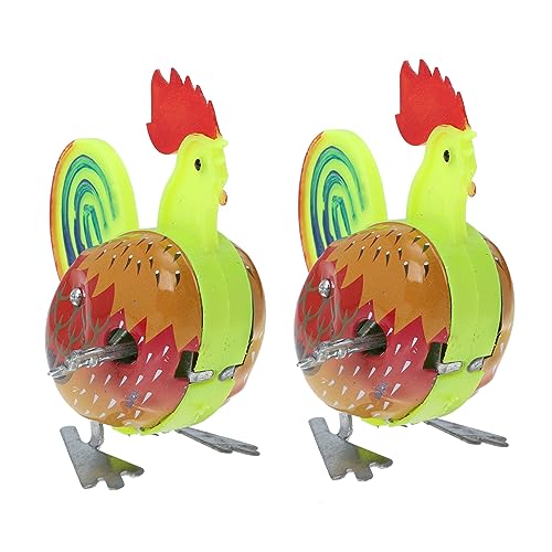 KONTONTY 2St Hahn Dekoration kinderzimmerdeko kucheltier spielsachen Toy for The Teachers Crawling Toys Parent-Child Communication Toys Clockwise Toys Aufziehtier Eisenblech Green von KONTONTY