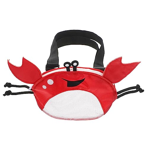 KONTONTY 2St Krabben-Strandtasche Reisen Jungs Sandkasten Muscheln Kleiner Strand kindertasche badetasche Strandmuschel-Einkaufstasche Netztaschen für Stoff rot von KONTONTY