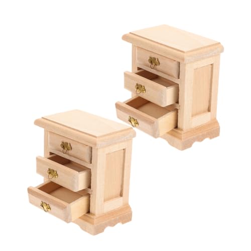 KONTONTY Realistisches Miniatur-nachttischmodell Aus Holz 2 Stück Für Puppenhaus-Miniatur- von KONTONTY