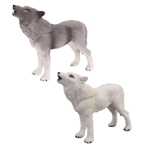 KONTONTY 2St Wolfsmodell wohnzimmerdeko wohnungsdeko Wildtiermodell bastelzeug Tierfiguren Set Simulationswolfschmuck Wolfsfigurenmodell Wolf-Kognitionsmodelle kleines Modelldekor von KONTONTY