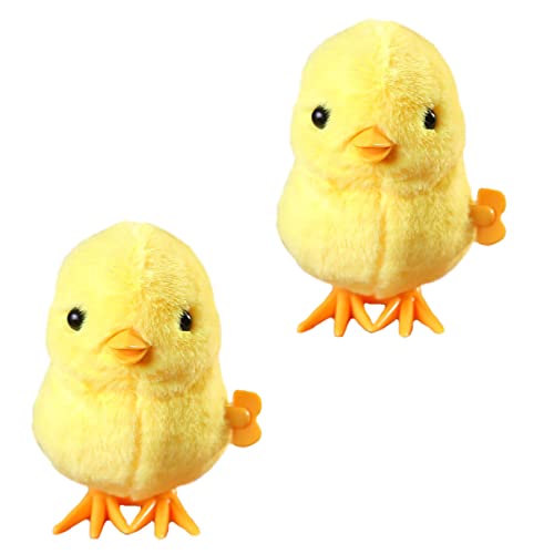 KONTONTY 2St springendes Huhn für kinderspielzeug osterpresente Easter Presents für geldgeschenke Ostern zum Aufziehen Plüschtiere Uhrwerkspielzeug Plastik Yellow von KONTONTY