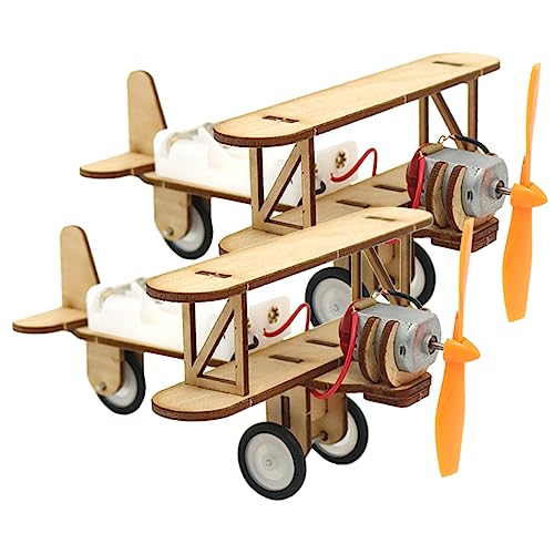 KONTONTY 2Stücke Holzflugzeug Modellbau DIY Für Kreatives Fantasie Und Fähigkeiten Für Drinnen Und Draußen Ohne Batterien Zufällige Farbkomponenten von KONTONTY