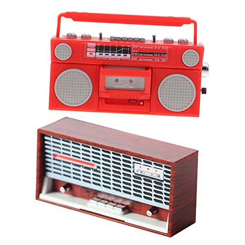 KONTONTY 2Stücke Vintage Radio Puppenhaus Zubehör Teiliges Retro Radio Für Puppenhaus Dekoration Kreativität Und Rollenspiel von KONTONTY