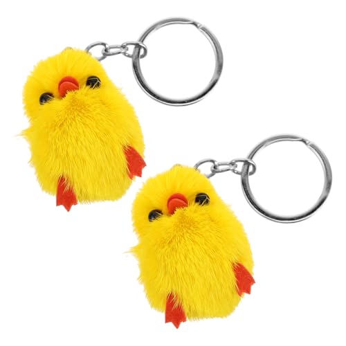 KONTONTY 2-teilige Schlüsselanhänger Quacksalber Schlüsselanhänger Plüschtiere Für Kinder Erwachsene Gelb Auto Schlüsselanhänger Charm Zubehör von KONTONTY