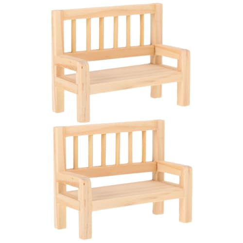KONTONTY 2 Stück Realistischer Mini-hocker Für Puppenhaus- Miniatur-holzbank-Set von KONTONTY