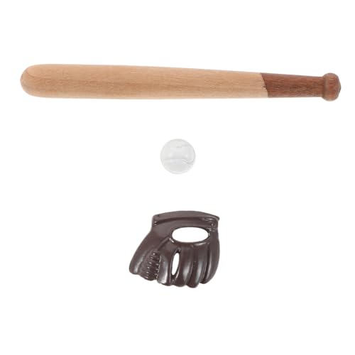 KONTONTY 3 Sätze Miniatur Baseball für Puppenhaus Mini Baseballschläger Ball und Handschuh Hochwertige Miniatur Sportzubehör für Sammler Bastelprojekte und Puppenhausdekoration von KONTONTY