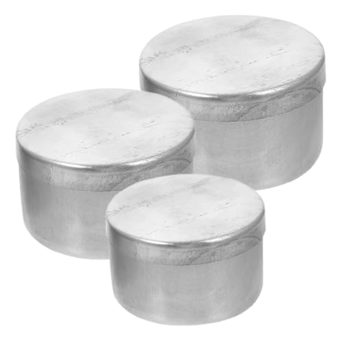 KONTONTY 3 Stück Aluminiumwägungsflasche Sahnebehälter Aluminiumbehälter mit Deckel Vorratsdose aus Aluminium kleine Dosen mit Deckel Wiegedose aus Aluminium Aluminiumlegierung Silber von KONTONTY