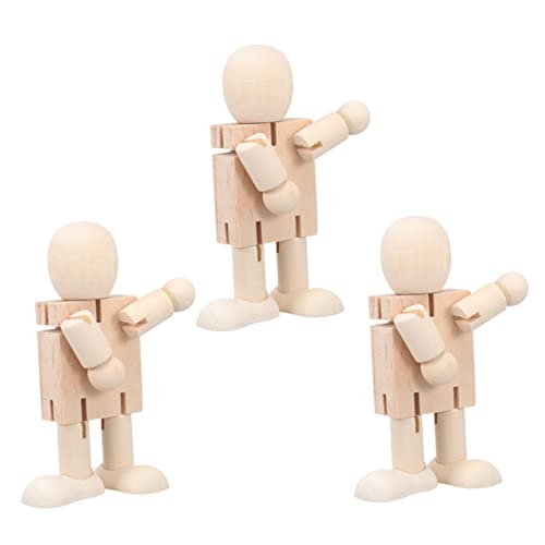 KONTONTY 3 Stück DIY Holzpuppen mit Beweglichen Gelenken Unbemalte Roboterfiguren für Kreative Bastelprojekte Pädagogisches KONTONTY 3 Stück DIY Holzpuppen mit Beweglichen Gelenken Unbemalte Roboterfiguren für Kreative Bastelprojekte Pädagogisches von KONTONTY