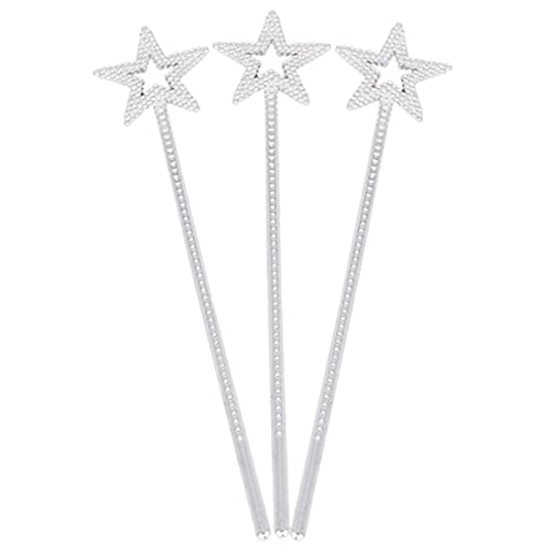KONTONTY 3 Stück Fairy Staff funkeln Fee Stöcke Party Zauberstab LED Sternenstab Kinderstab Sternenzauberstäbe für Plastikstab Hochzeitsstäbe Harz Silver von KONTONTY