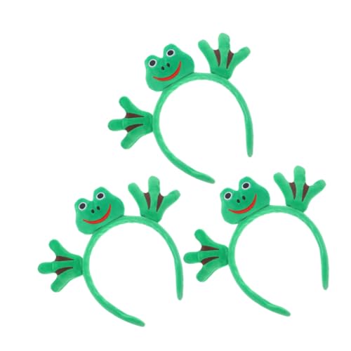 KONTONTY 3 Stück Frosch Haarband Elastischem Komfort Verspieltes Stirnband für Damen und Mädchen Lebendige Grüne Tiermotive für Fasching Kostüm Party Cosplay und Yoga von KONTONTY