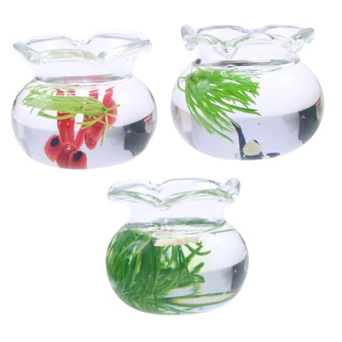 KONTONTY 3 Stück Glas-fischglas-Dekoration, Miniatur-Aquarium-Modell, Winzige Fischschale, Mini- -Dekoration von KONTONTY