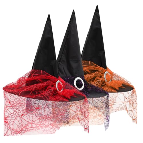 KONTONTY 3 Stück Halloween Hexenhüte für Frauen und Dekorative Kostüme für Maskeraden Karneval und Themenpartys Rot Orange Halloween Deko KONTONTY 3 Stück Halloween Hexenhüte für Frauen und Dekorative Kostüme für Maskeraden Karneval und Themenpartys Rot Orange Halloween Deko von KONTONTY