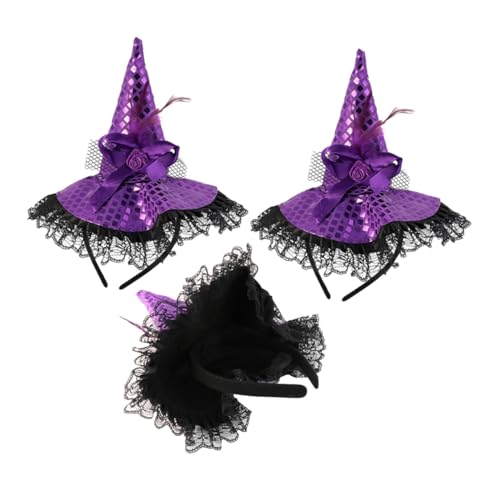 KONTONTY 3 Stück Hexenhut Haarreif mit Spitzen Paillettenakzenten Leichter Halloween Kopfschmuck für Damen für Party Cosplay und Festliche Anlässe KONTONTY 3 Stück Hexenhut Haarreif mit Spitzen Paillettenakzenten Leichter Halloween Kopfschmuck für Damen für Party Cosplay und Festliche Anlässe von KONTONTY