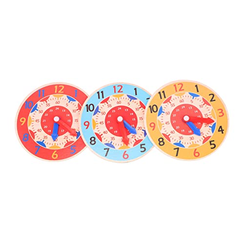 KONTONTY 3 Stück Lehrmittel für Uhren Uhr Süße Uhr holzspielzeug lernuhr kinderuhr Puzzlekleber Puzzlematte Kognitives für Uhrzeiger hölzern von KONTONTY