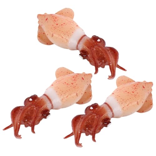 KONTONTY 3 Stück Mini- -Modell Künstliche Lebensmittelquelle -skulptur Figur Künstlicher Gefälschte Tintenfischspielzeuge Tintenfischfiguren PVC von KONTONTY