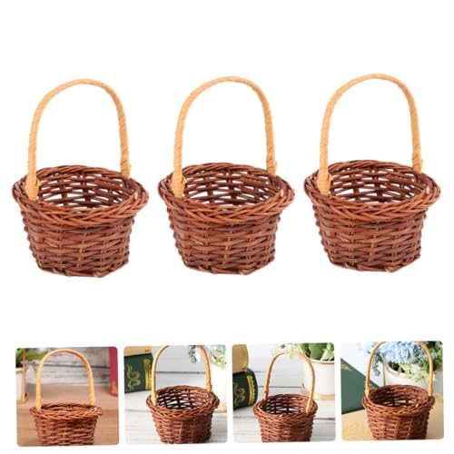 KONTONTY 3 Stück Miniatur Geflochtene Körbe aus Sicherem Rattan mit Realistischem Design für Puppenhaus Dekoration und DIY Fotorequisiten Kreative Miniatur Wohnkultur Zubehör von KONTONTY