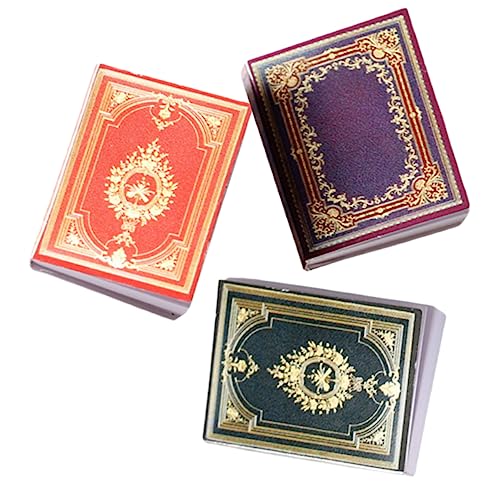 KONTONTY 3 Stück Miniaturbücher aus Dekorative Puppenhaus Zubehör Detailgetreue Miniatur Bücher Rot und Schwarz für Kreative Dollhouse Deko von KONTONTY