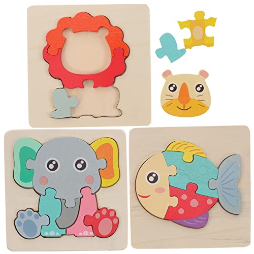 KONTONTY 3 Stück Puzzle Rätsel Planke Kleinkind früh laubsägen für knobeleien für Lernspielzeug Geburtstags für geburtstagsmitgebsl Holzspielzeug hölzern von KONTONTY